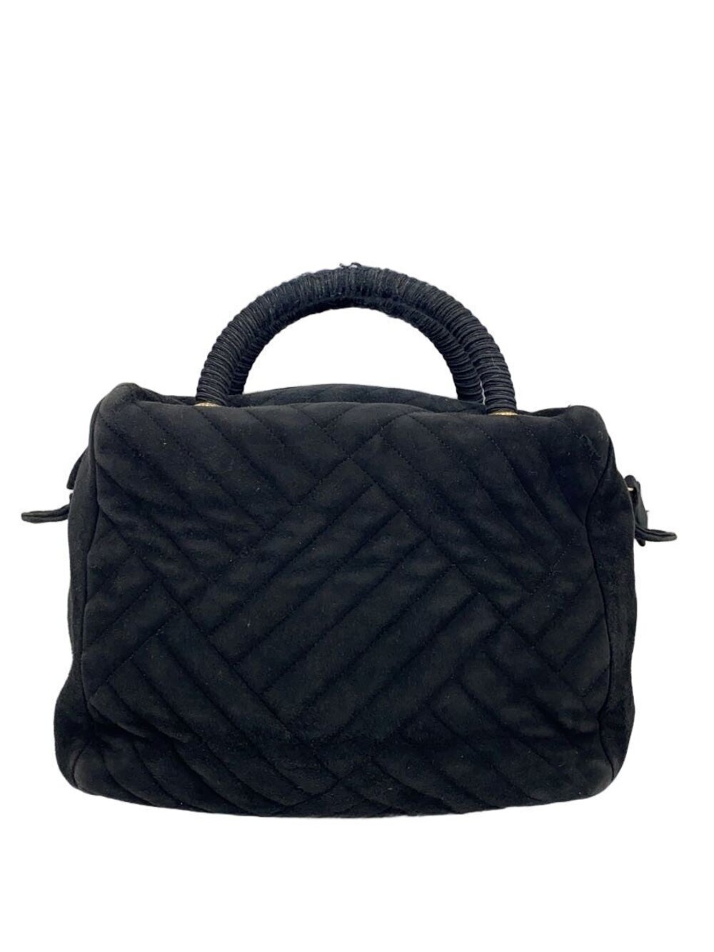 Prada Quilted Handbag Suede Black